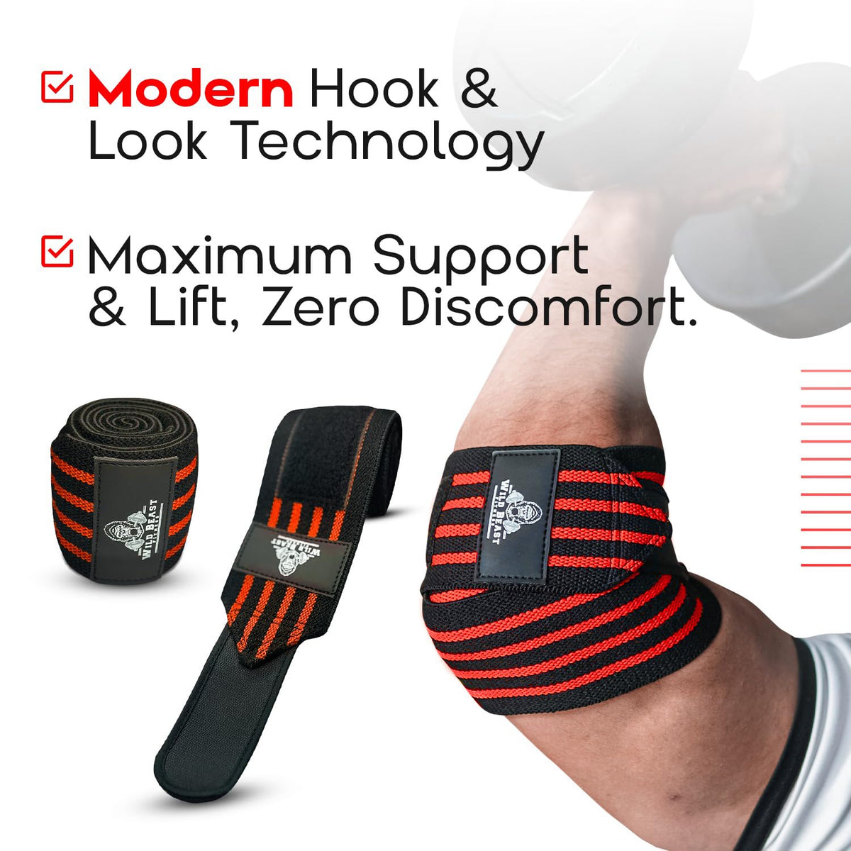 Elbow Wraps for Weightlifting, 41" Adjustable Strap for Gym Powerlifting