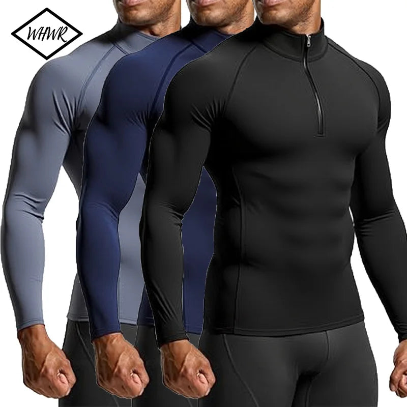 2025 New Men Sportswear Fitness Top Gym Shirts Quick-Drying Breathable Slim Long-Sleeved T-Shirt Running Training Clothes Autumn
