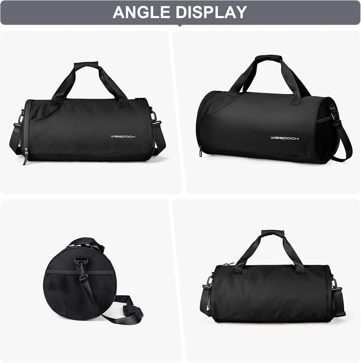 Gym Bag for Women & Men with Wet & Shoe Compartment - Small Duffle Bag for Travel, Sport, Gym, Workout & Overnight Use - Black
