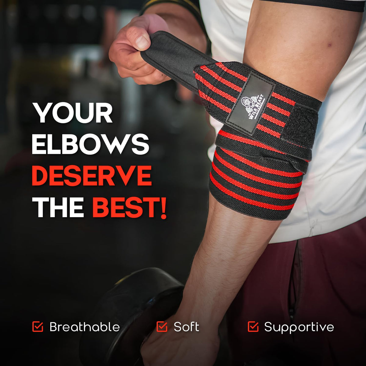 Elbow Wraps for Weightlifting, 41" Adjustable Strap for Gym Powerlifting