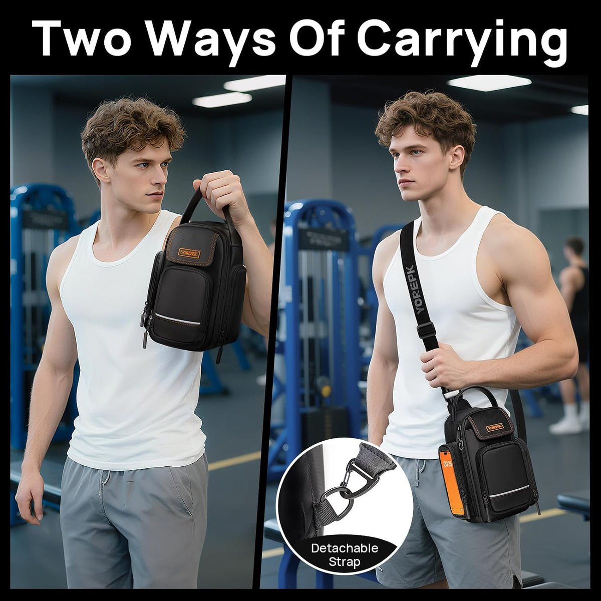 Insulated Magnetic Small Gym Bag with Phone & Pouch for Air Tag