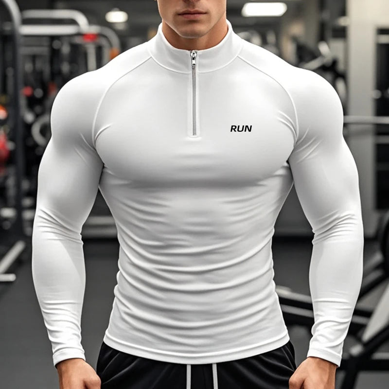 Running T-Shirts Men Compression Long Sleeve Sports Polo Shirts Trainning & Exercise Gym Fitness Quick Drying Sportswear