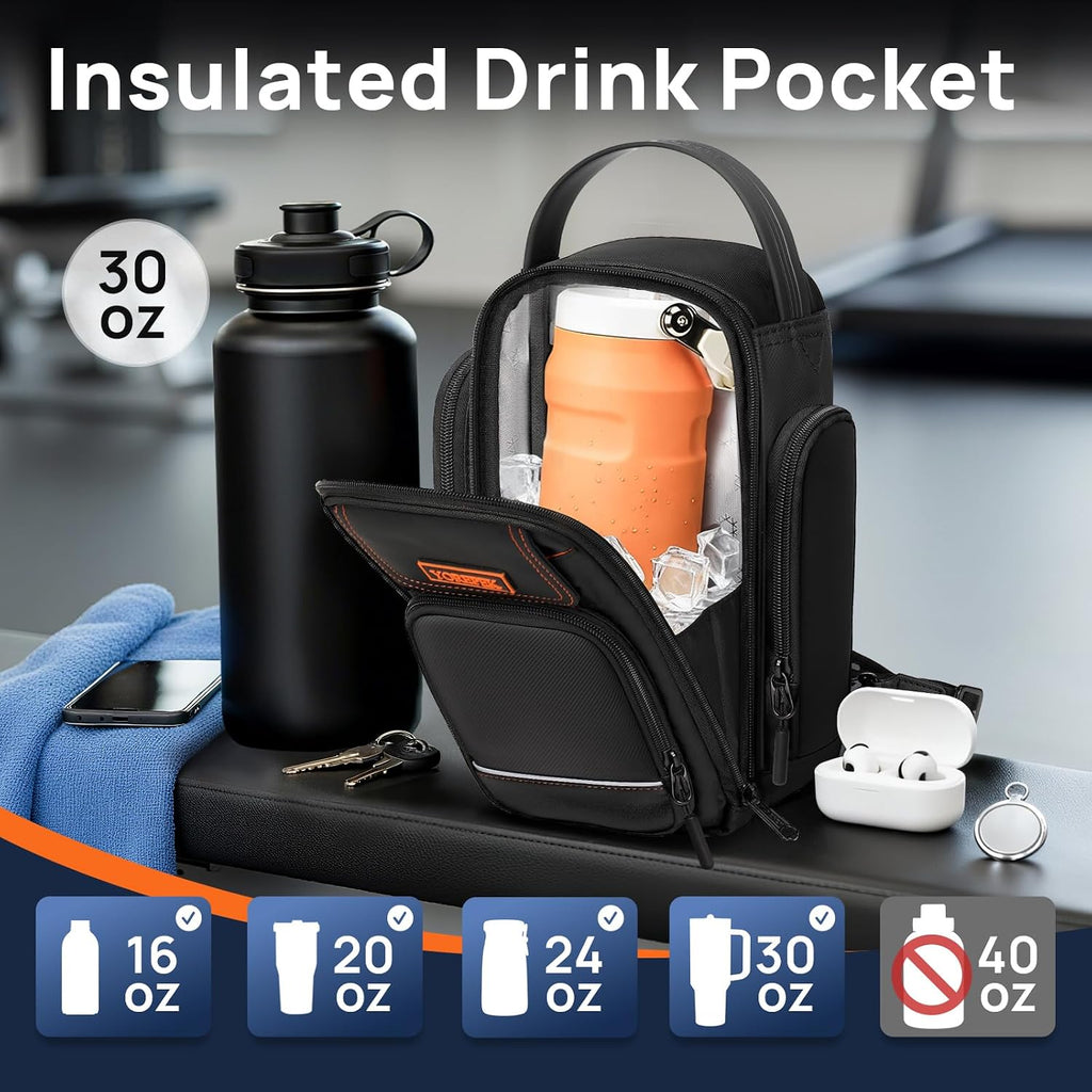 Insulated Magnetic Small Gym Bag with Phone & Pouch for Air Tag
