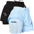 2 Pack Workout Shorts Women 2 in 1 Compression Liner