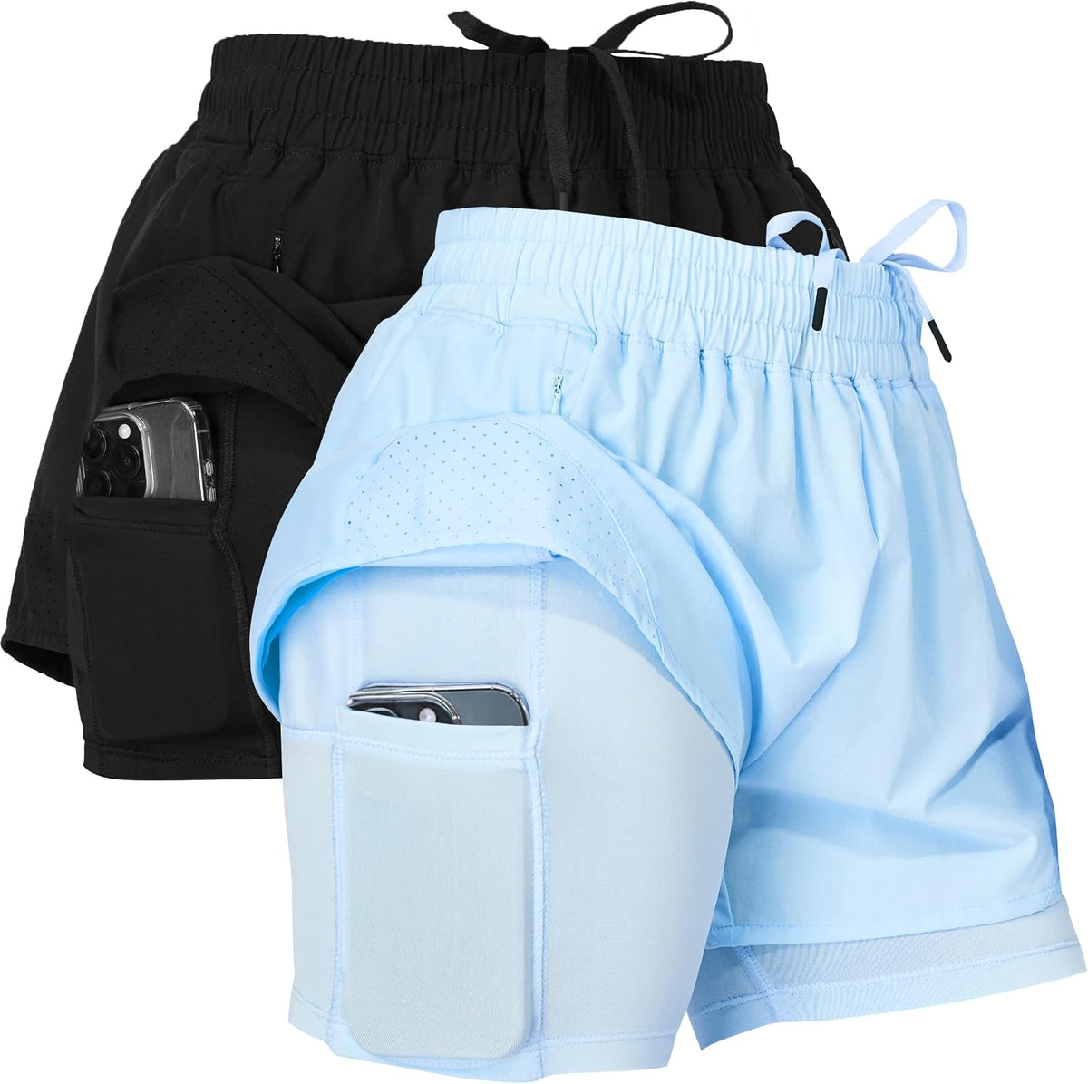 2 Pack Workout Shorts Women 2 in 1 Compression Liner