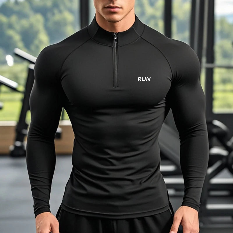 Running T-Shirts Men Compression Long Sleeve Sports Polo Shirts Trainning & Exercise Gym Fitness Quick Drying Sportswear