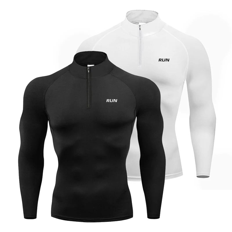 Running T-Shirts Men Compression Long Sleeve Sports Polo Shirts Trainning & Exercise Gym Fitness Quick Drying Sportswear