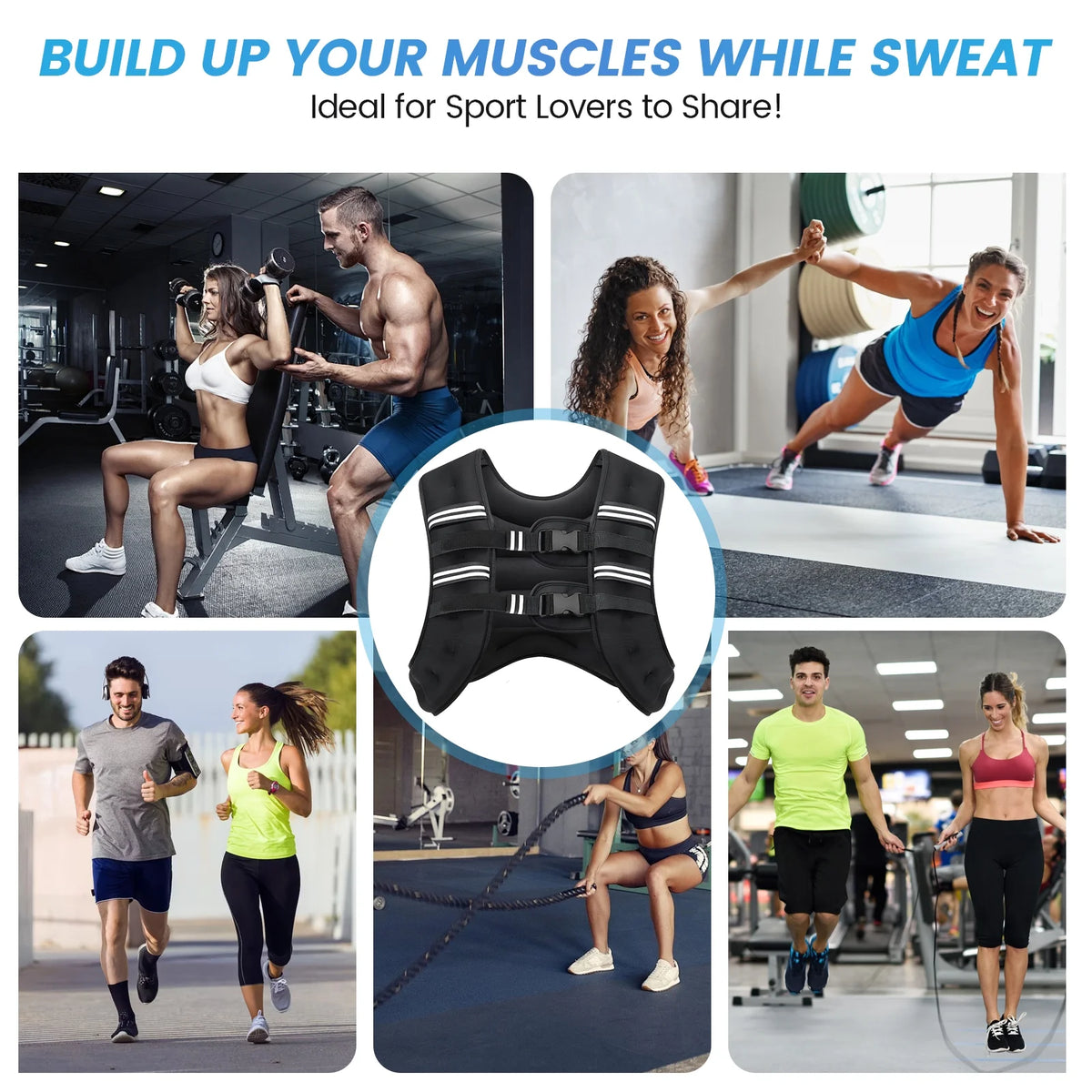 Weighted Vest 16LBS Weight Vest for Woman Men Sport Weighted Vest with Reflective Stripe Adjustable Buckle Straps Mesh Pocket for Strength Training Running