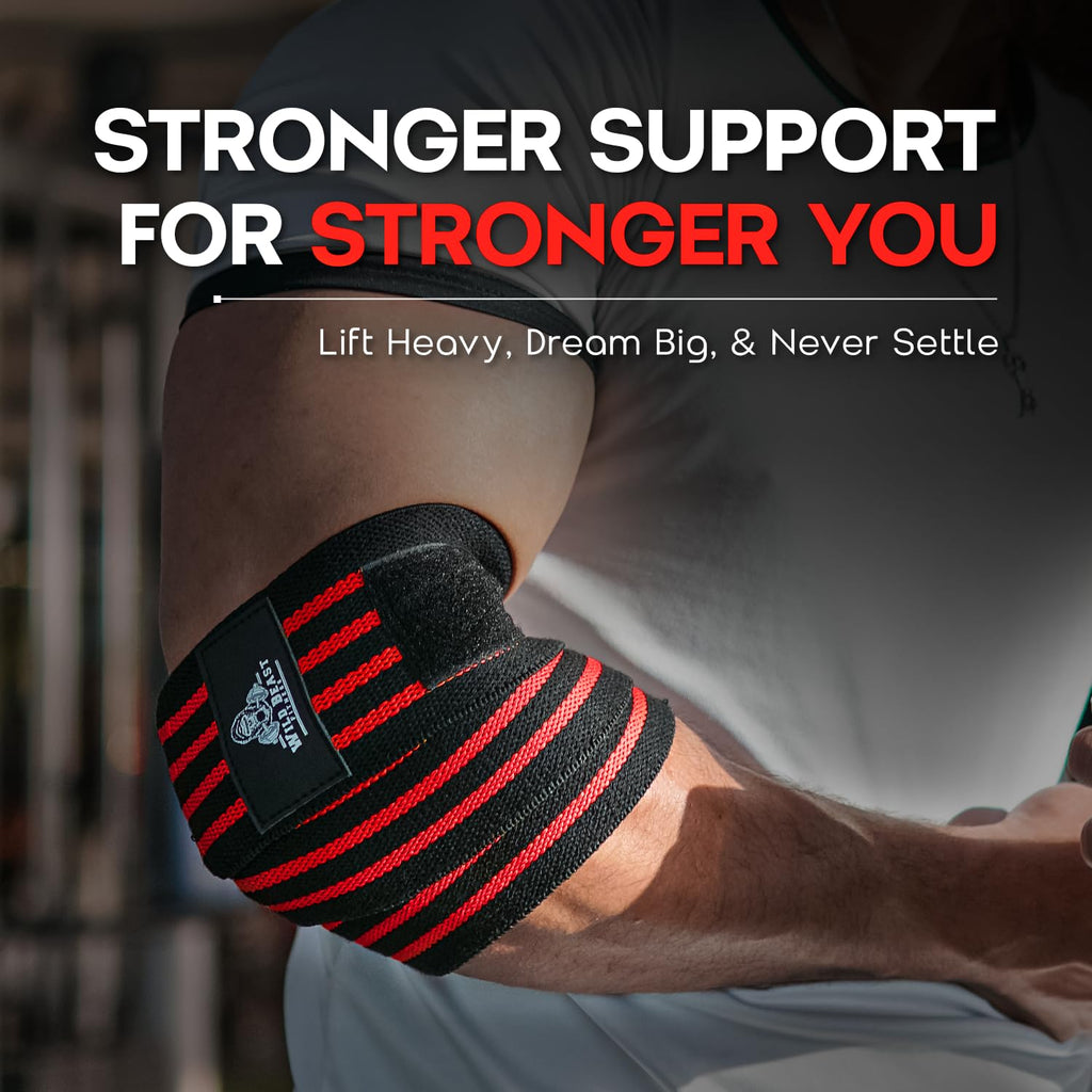 Elbow Wraps for Weightlifting, 41" Adjustable Strap for Gym Powerlifting