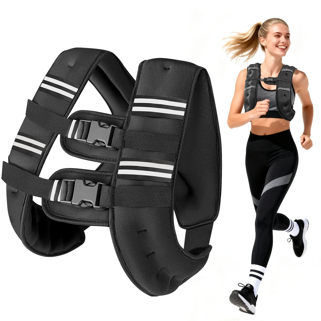 Weighted Vest 16LBS Weight Vest for Woman Men Sport Weighted Vest with Reflective Stripe Adjustable Buckle Straps Mesh Pocket for Strength Training Running