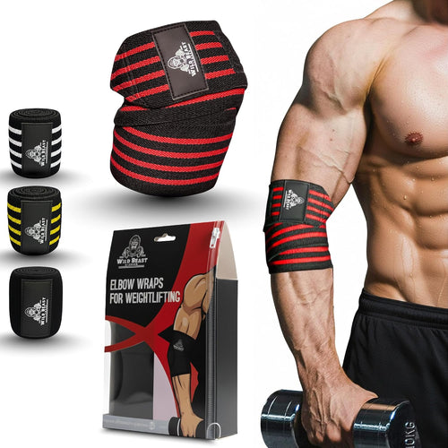 Elbow Wraps for Weightlifting, 41" Adjustable Strap for Gym Powerlifting
