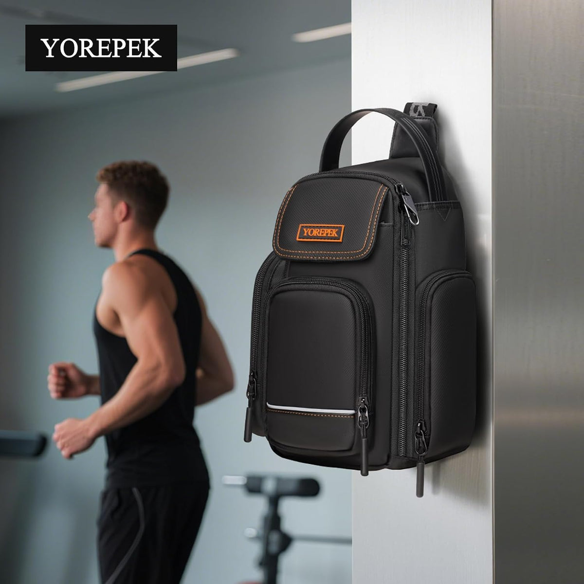 Insulated Magnetic Small Gym Bag with Phone & Pouch for Air Tag