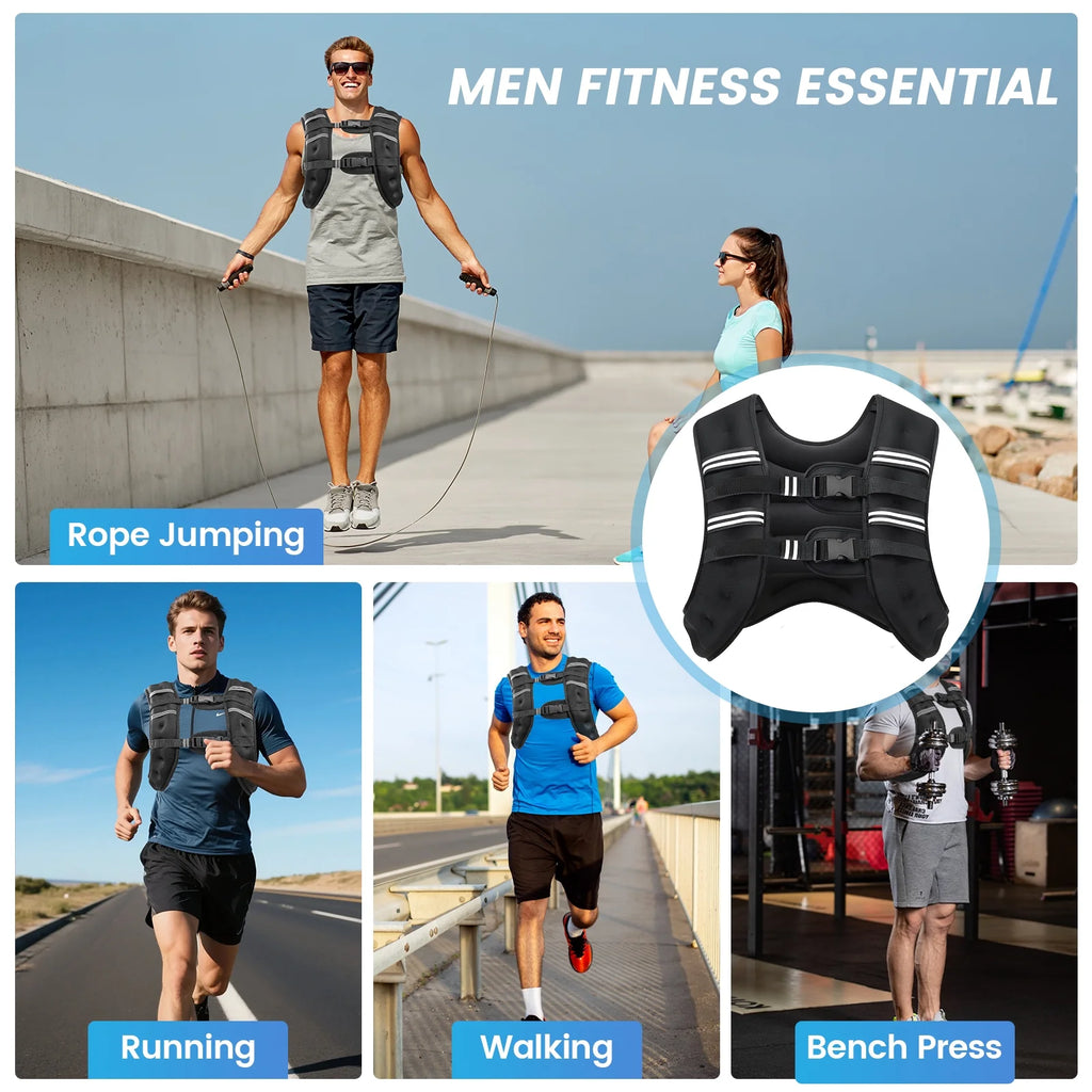 Weighted Vest 16LBS Weight Vest for Woman Men Sport Weighted Vest with Reflective Stripe Adjustable Buckle Straps Mesh Pocket for Strength Training Running