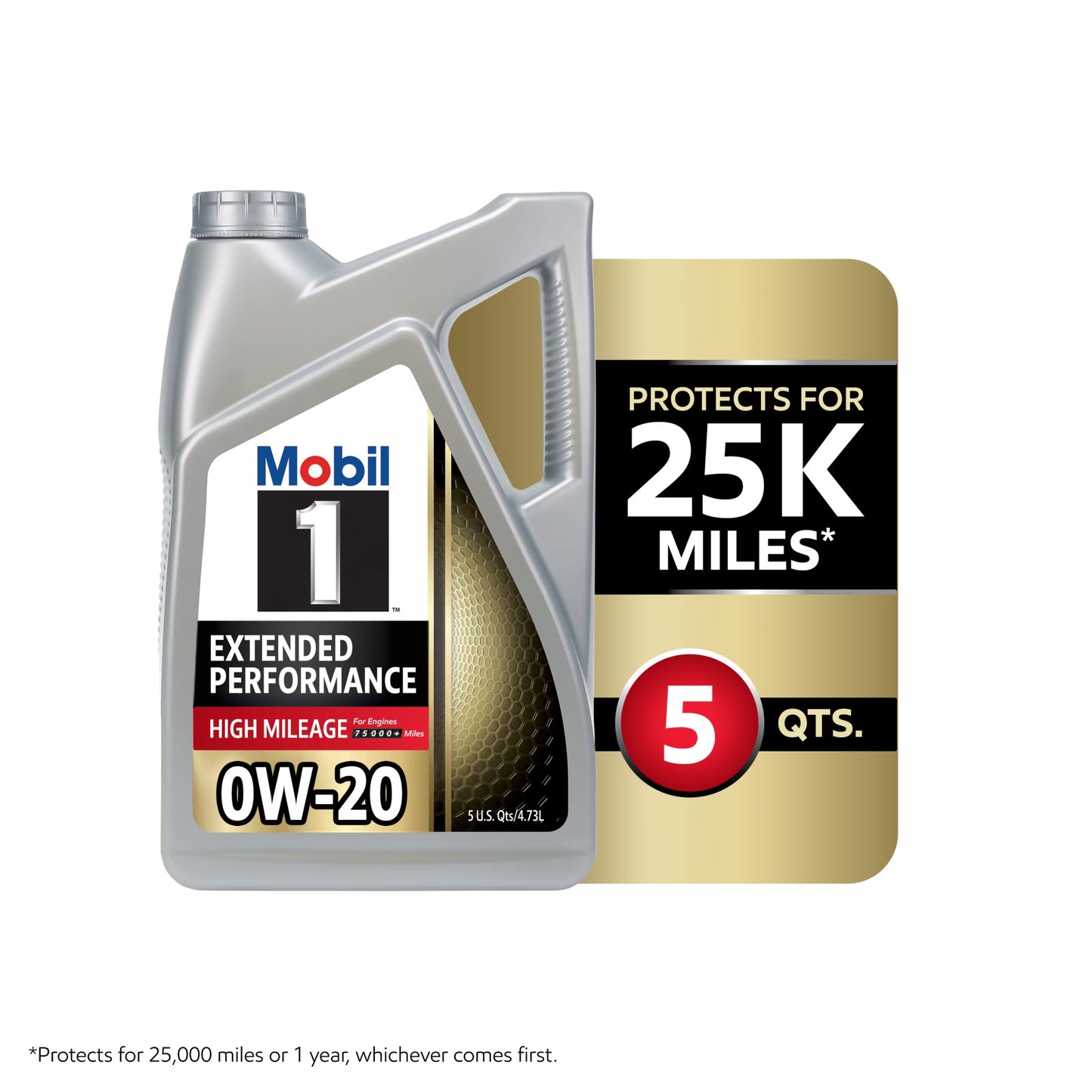 (3 Pack)  Extended Performance High Mileage Full Synthetic Motor Oil 0W-20, 5 Quart