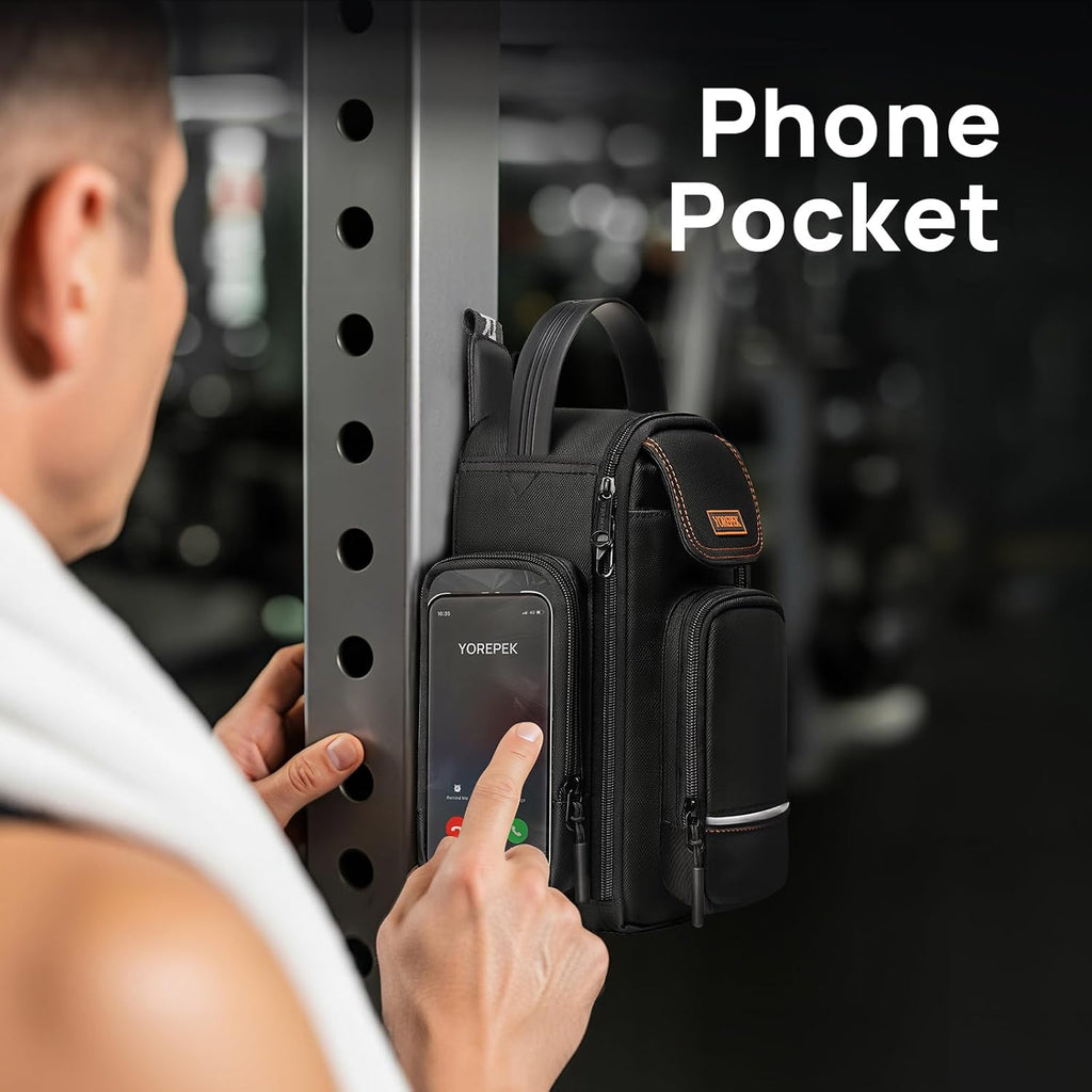 Insulated Magnetic Small Gym Bag with Phone & Pouch for Air Tag